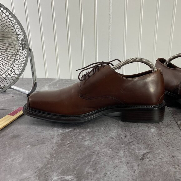 Bachrach Shoes‎ Men\'s Size 9.5 D Brown Leather Lace Up Dress Square Toe Italy main image 8